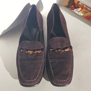 Stuart Weitzman Brown Suede Loafers, Size 8.5AA